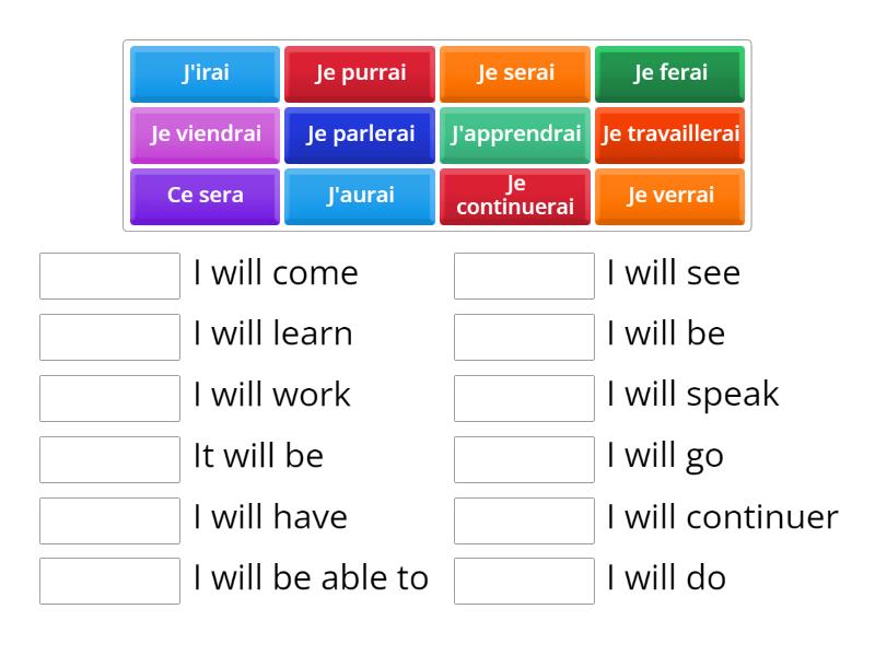 Key Future Tense Verbs Une Las Parejas