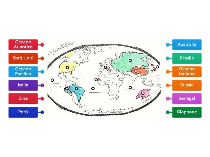 Planisfero Nomi Stati E Oceani Labelled Diagram