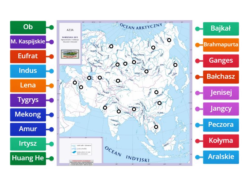 Azja Rzeki I Jeziora Labelled Diagram
