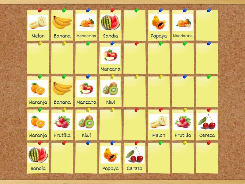 Memo Test De Frutas Y Verduras Matching Pairs