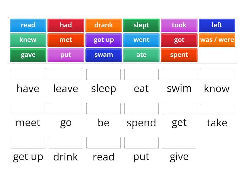 Irregular verbs czasowniki nieregularne Past Simple x17 czasowników