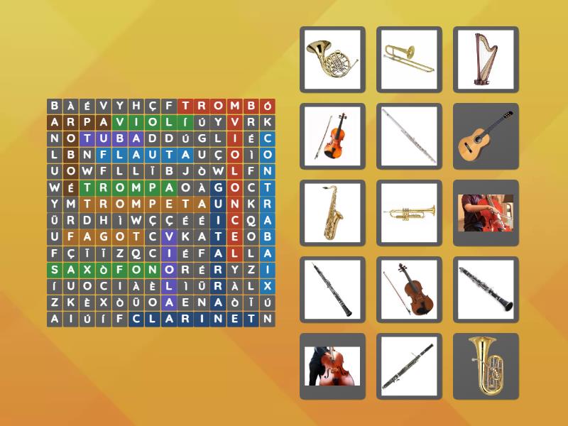 INSTRUMENTS DE CORDA I VENT Wordsearch