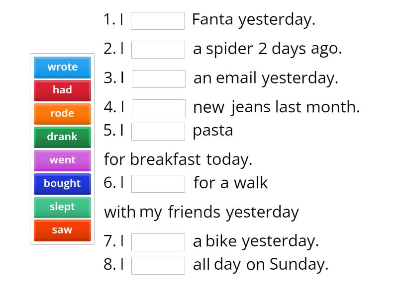 Past Simple Irregular Verbs Palabra Perdida