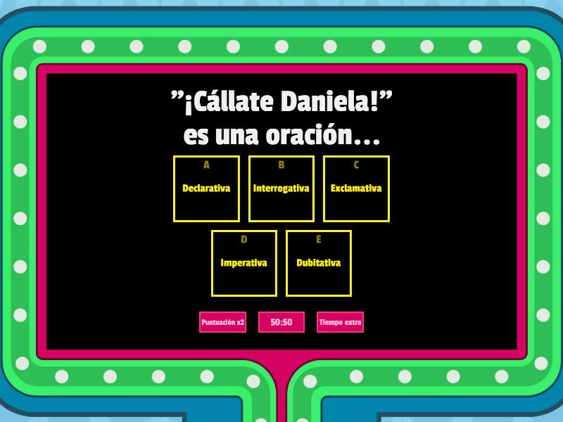 Repaso Tipos De Oraciones Gameshow Quiz