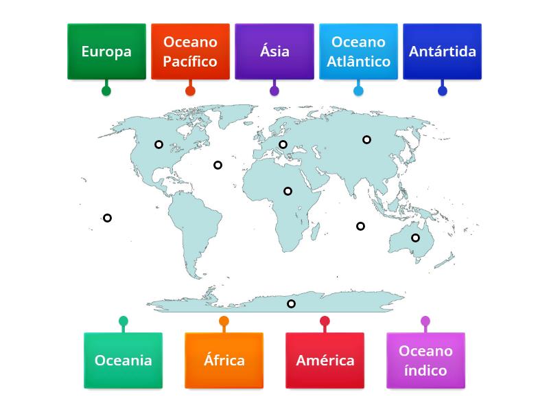 Continentes E Oceanos Labelled Diagram