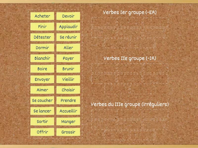 Classez Les Verbes Selon Le Groupe Auquel Ils Appartiennent Group Sort