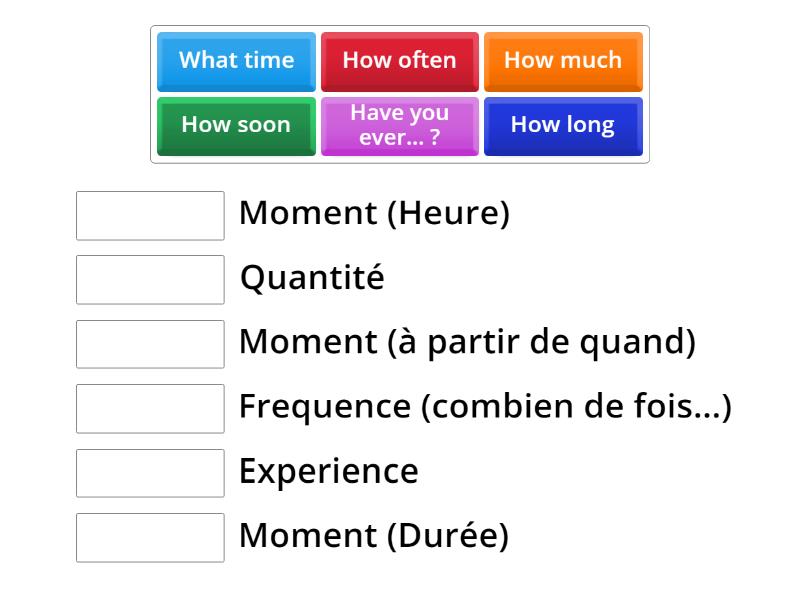 Mots Interrogatifs Match Up