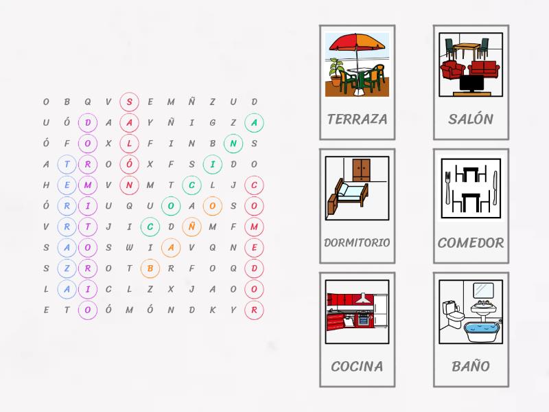 SOPA DE LETRAS PARTES DE LA CASA Wordsearch