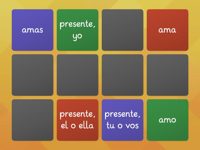 Verbo Amar Presente Con Personas Matching Pairs