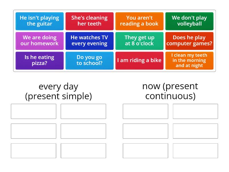 Present Continuous OR Present Simple Ordenar Por Grupo