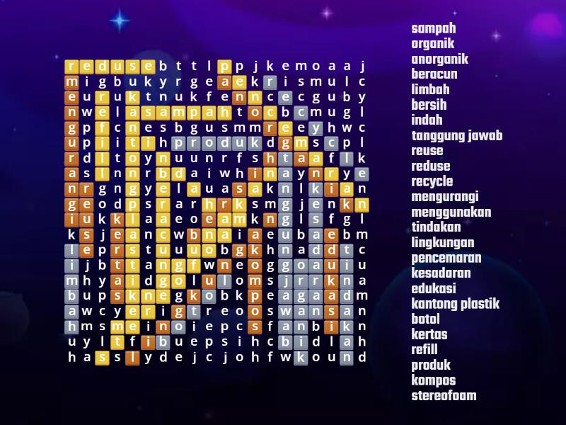 Cari Kata Yang Berhubungan Dengan Daur Ulang Wordsearch