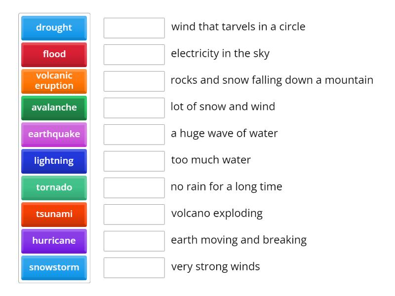 Natural Disasters Match Up