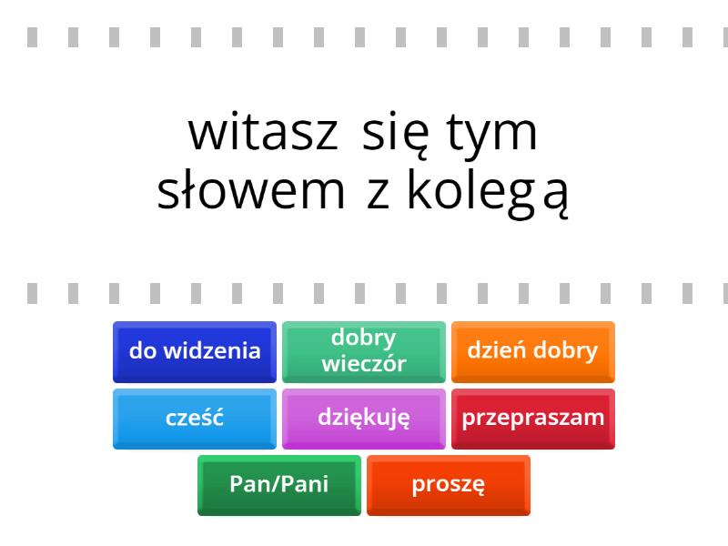 zwroty grzecznościowe Znajdź parę