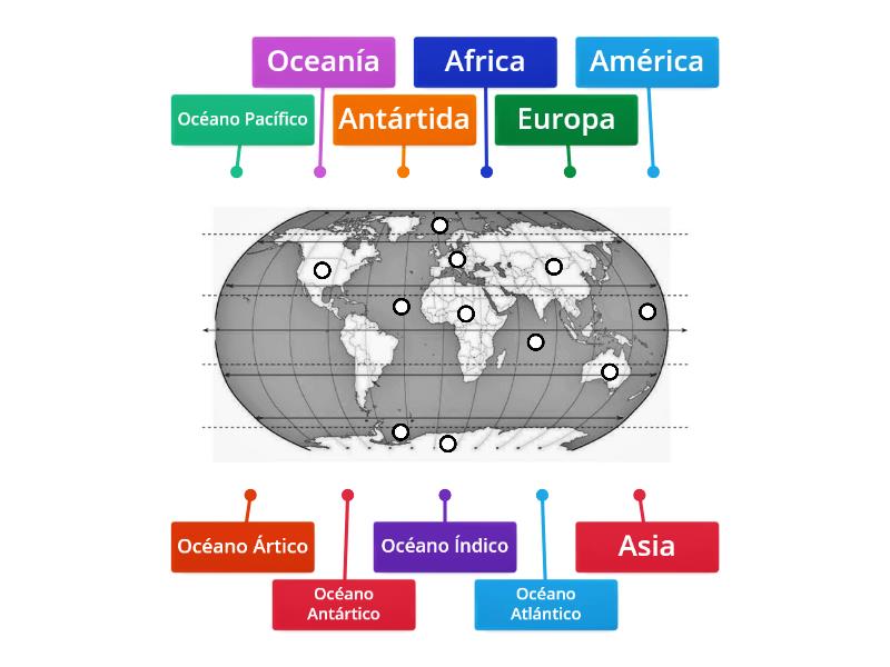 Continentes Y Oc Anos Diagrama Con Etiquetas