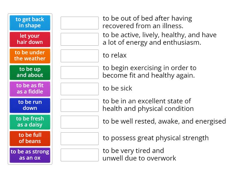 Health Idioms Match Up