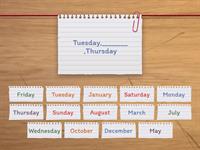 days of the week and months