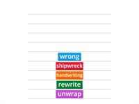 Letter magnets:  kn, wr, tch- row 1= pattern, row 5 = WWW