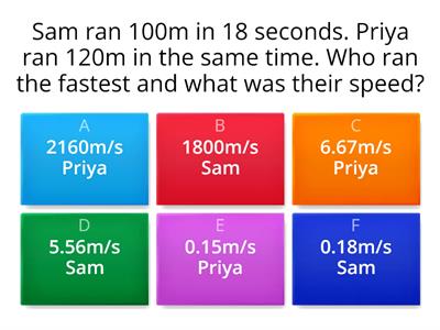 Speed, Distance, Time and Acceleration Quiz
