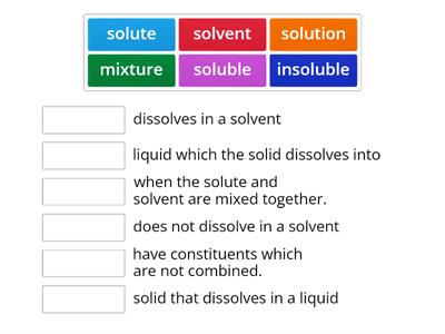 solvent,solute solutions matchup