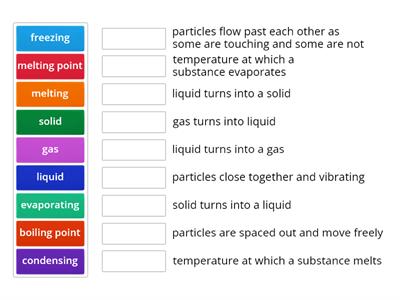 states of matter definition match up