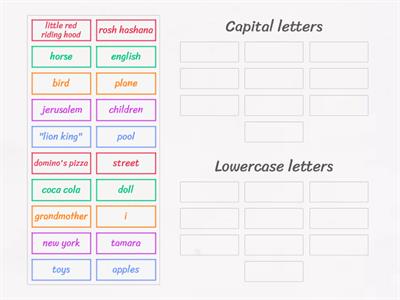 Capital letters and Lowercase letters