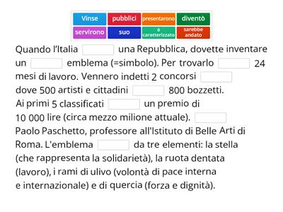 B1/B2- Completa con le parole adatte: il simbolo della Repubblica italiana.