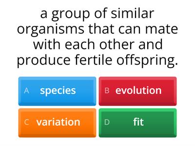 Intro to Evolution by Natural Selection (quiz)