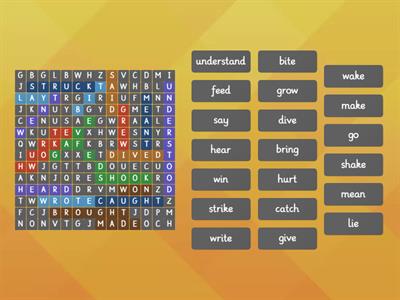  Irregular past tense verbs wordsearch 