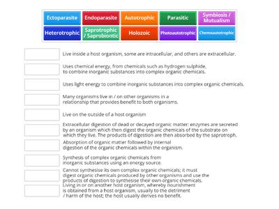 Modes of Nutrition: Key Terms WJEC AS Biology