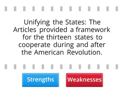 Strengths and Weaknesses of the Articles of Confederation