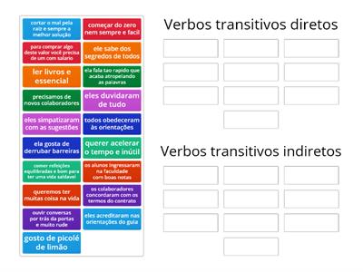 Verbos transitivo indireto e direto