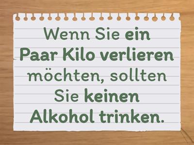 Essen und Trinken: Sag es besser!