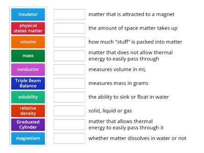 Physical Properties of Matter Vocabulary