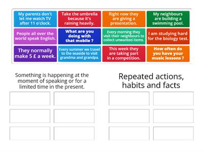 Present Simple vs.Present Continuous Sorting Activity