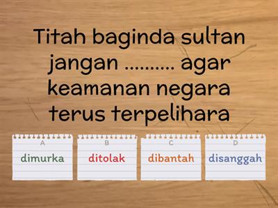 Latihan Tatabahasa: Bahasa Istana Tahun 5