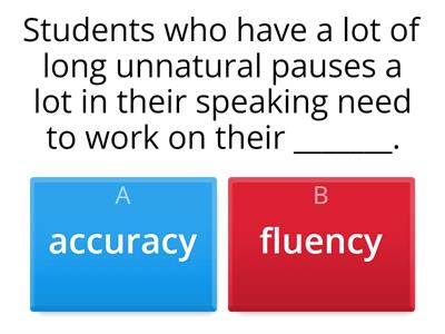 Accuracy/Fluency Quiz