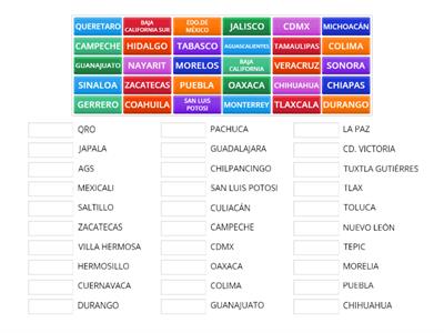 Une el estado mexicano con su capital 