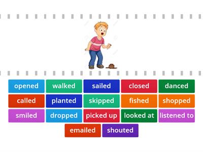 Action verbs in regular past tense