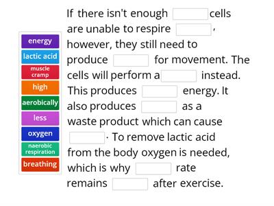 Respiration - complete the sentences