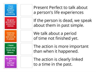 Uses of the Present Perfect and Simple Past contrasted