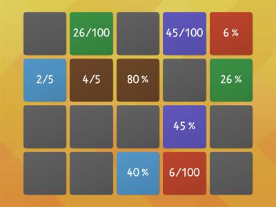 Matching Percentages and Fractions