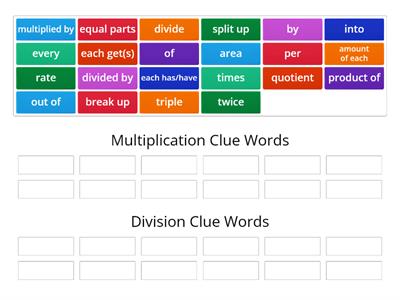 Multiplication/Division Word Problem Clue Words