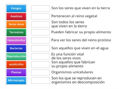  Aparear  cada palabra con la definición correcta