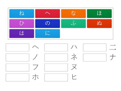 カタカナ　ナ～ホ