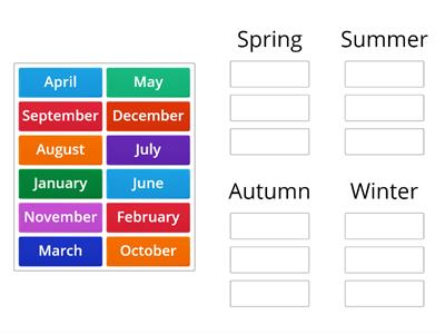 Match the months to the seasons