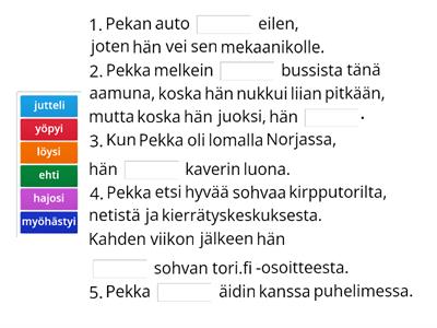 Suomen mestari 2, kappale 1 verbit