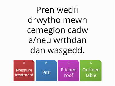 Carpentry - Welsh Question, English Answer Quiz 2