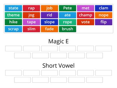 Magic E/Short Vowel Sort