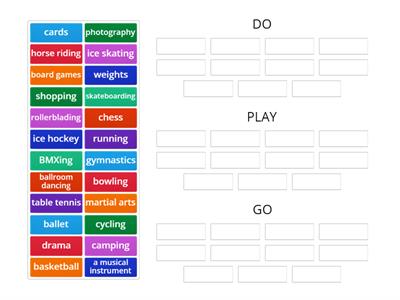 Verbs do play and go - Recursos didácticos