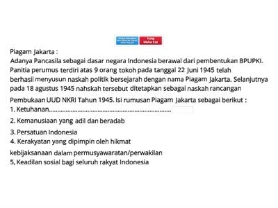 Piagam Jakarta (22 Juni 1945) & Pembukaan UUD NRI Tahun 1945